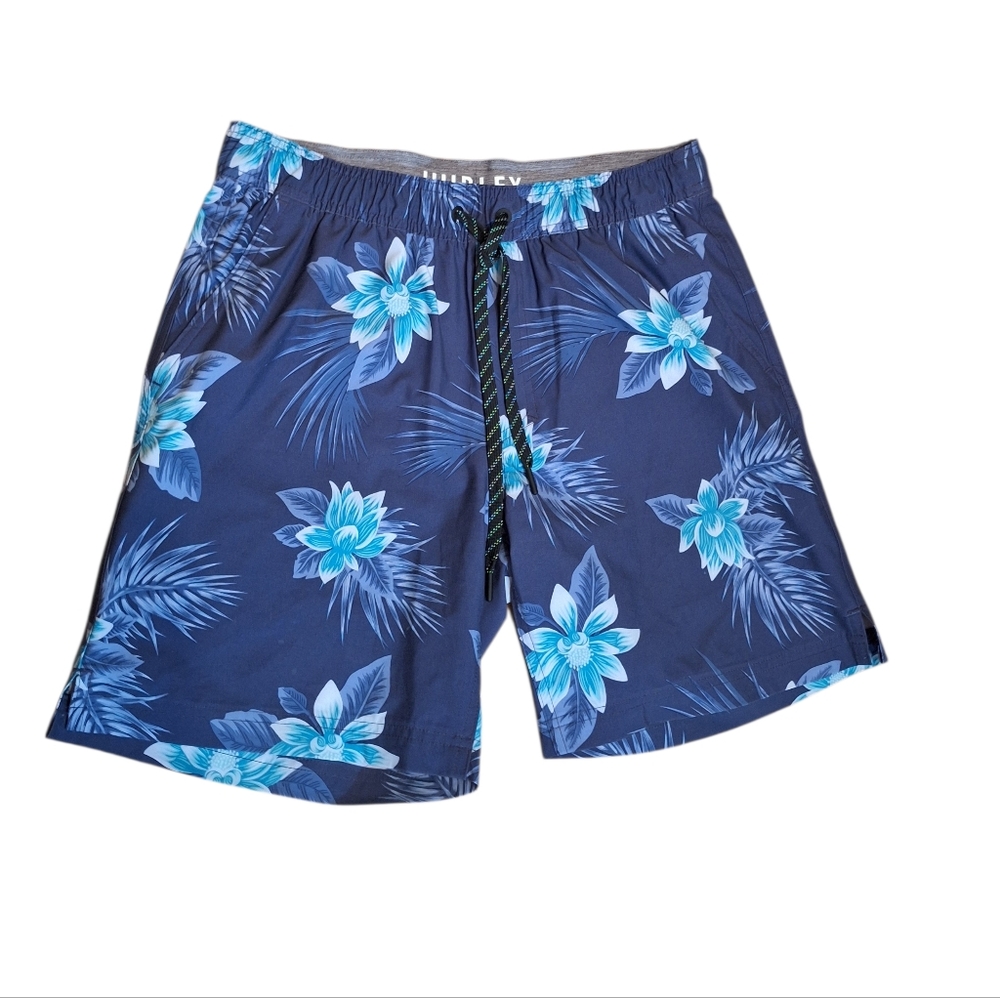 Hurley Floral Tropical Volley Swim Short Trunks Men's Medium Pockets Drawstring